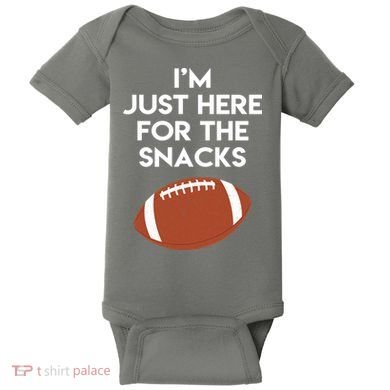 I'm Just Here for the Snacks Football Baby Bodysuit