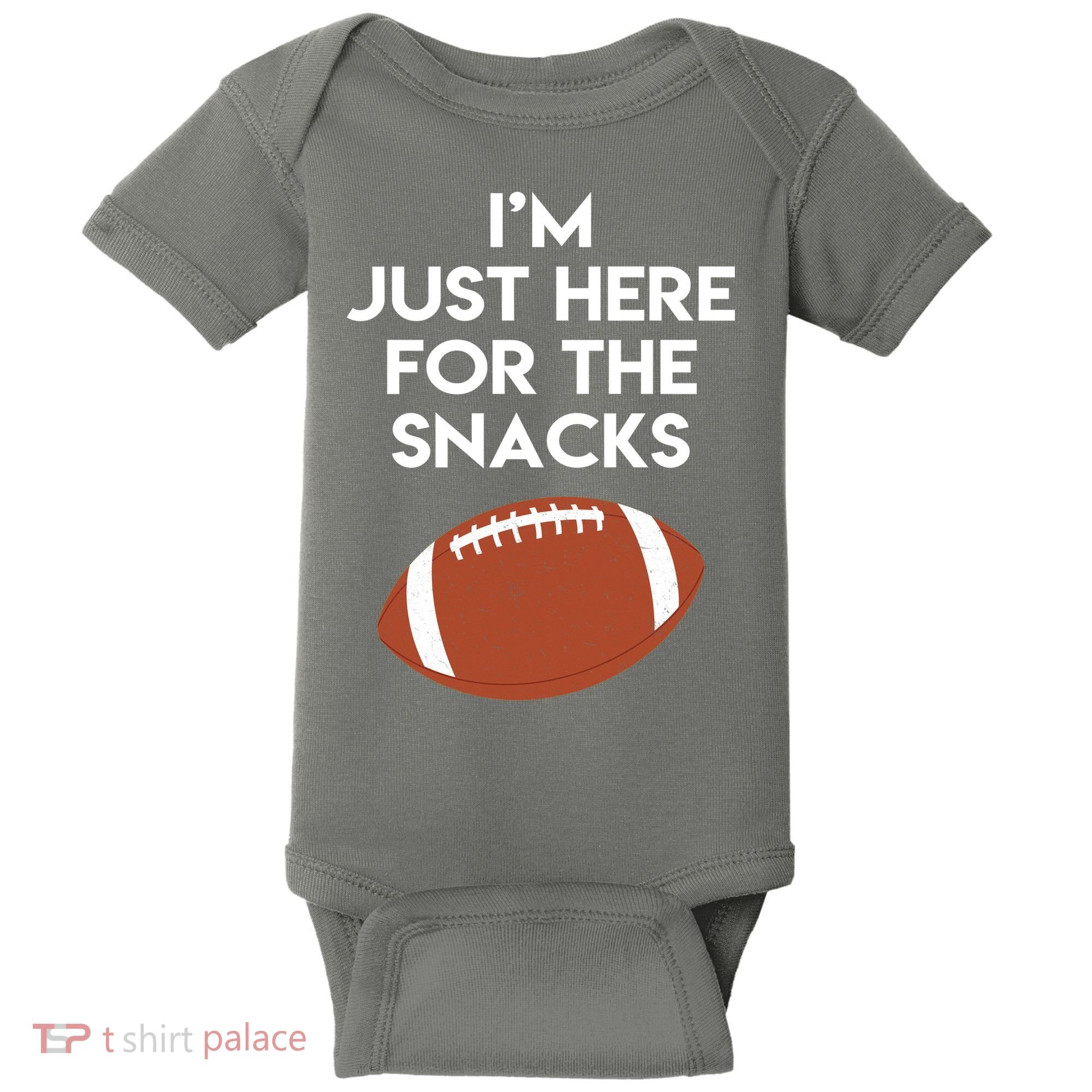 I'm Just Here for the Snacks Football Baby Bodysuit