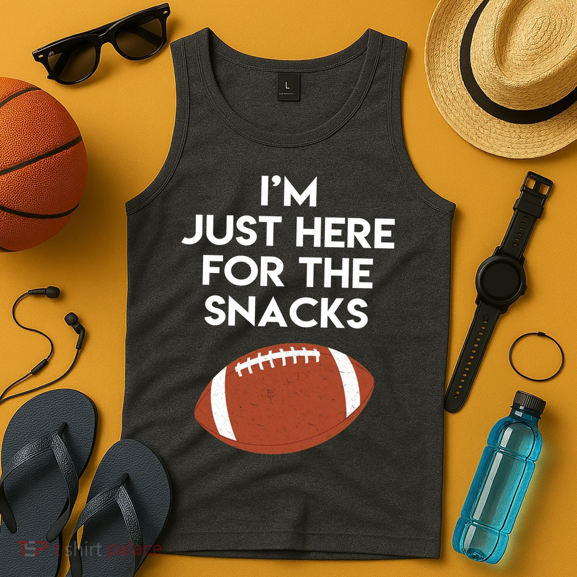 I'm Just Here for the Snacks Football Tank Top