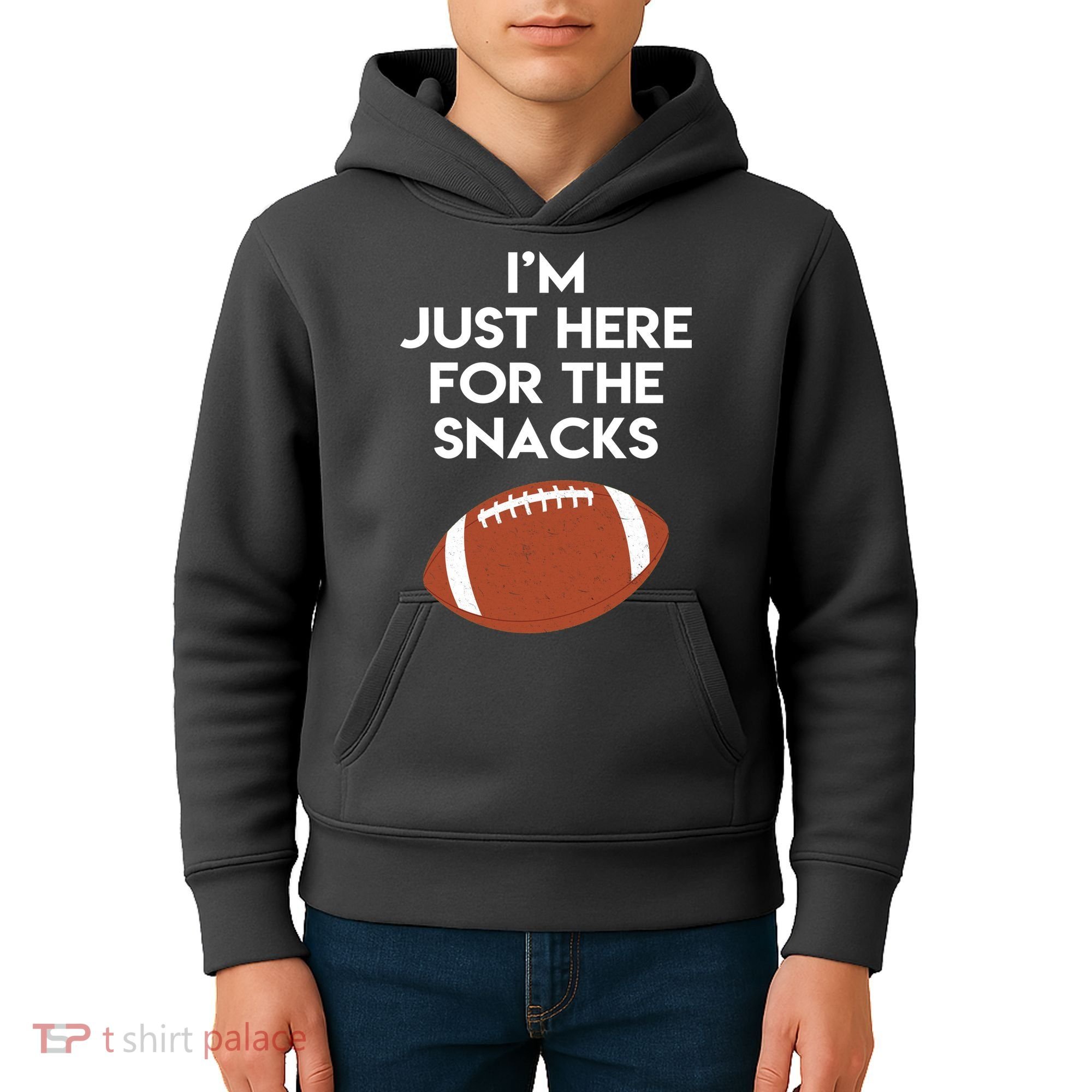 I'm Just Here for the Snacks Football Kids Hoodie