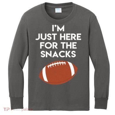 I'm Just Here for the Snacks Football Kids Long Sleeve Shirt