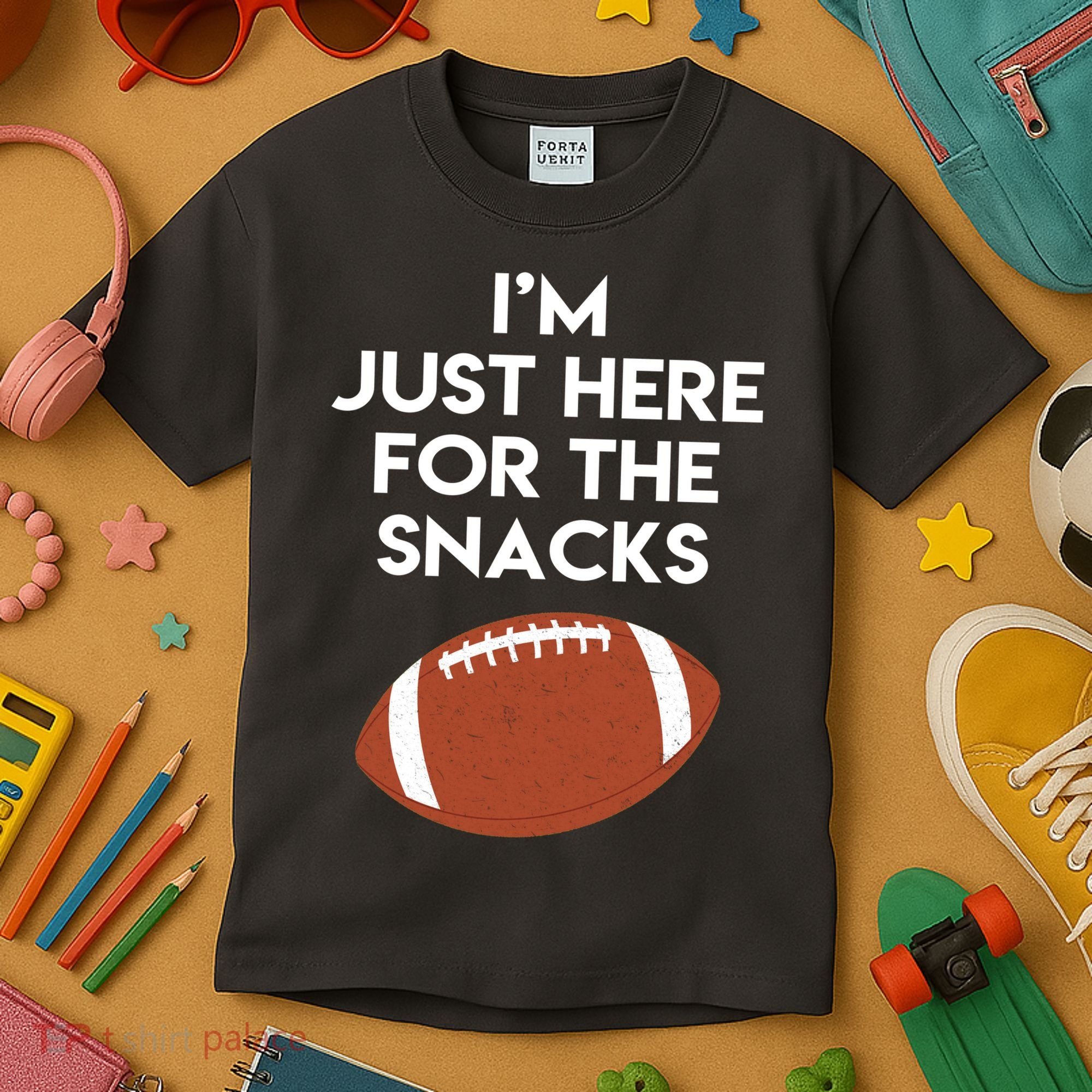 I'm Just Here for the Snacks Football Kids T-Shirt