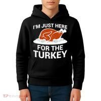 I'm Just Here For The Turkey Thanksgiving Kids Hoodie thumb 4