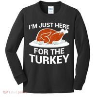 I'm Just Here For The Turkey Thanksgiving Kids Long Sleeve Shirt thumb 0