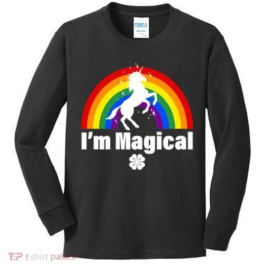I'm Magical Clover Unicorn Kids Long Sleeve Shirt