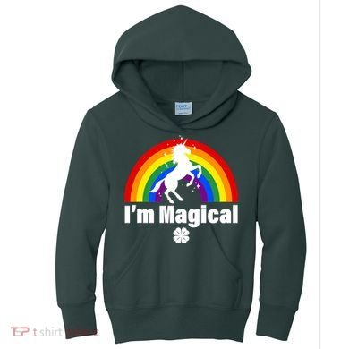 I'm Magical Clover Unicorn Kids Hoodie