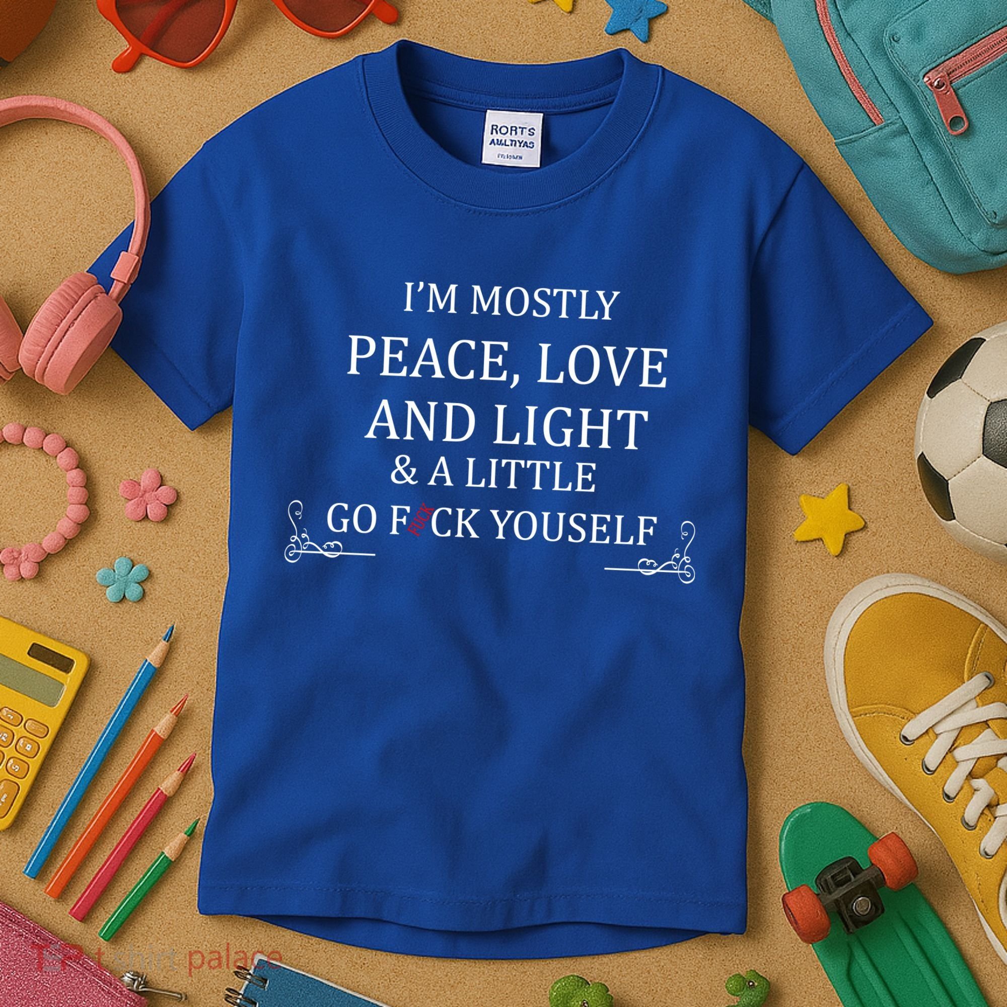 I'm Mostly Peace Love And Light  Kids T-Shirt