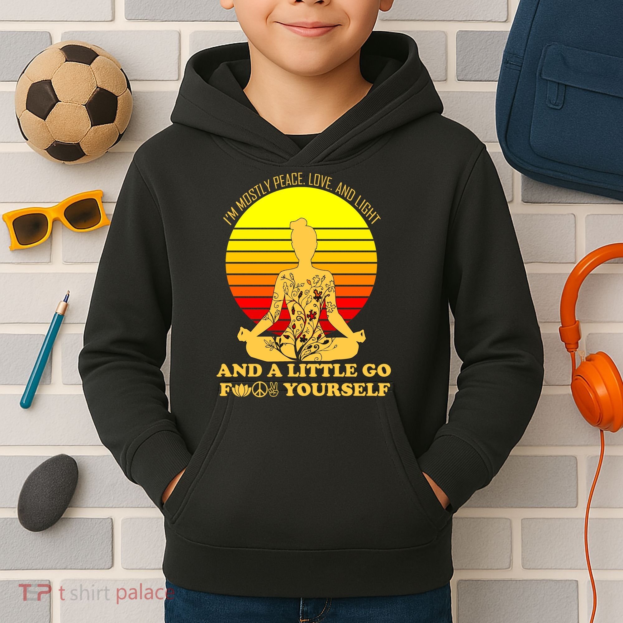 I'm Mostly Peace Love And Light Funny Kids Hoodie