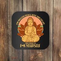 I'm Mostly Peace Love Light Yoga Buddha Coaster thumb 0