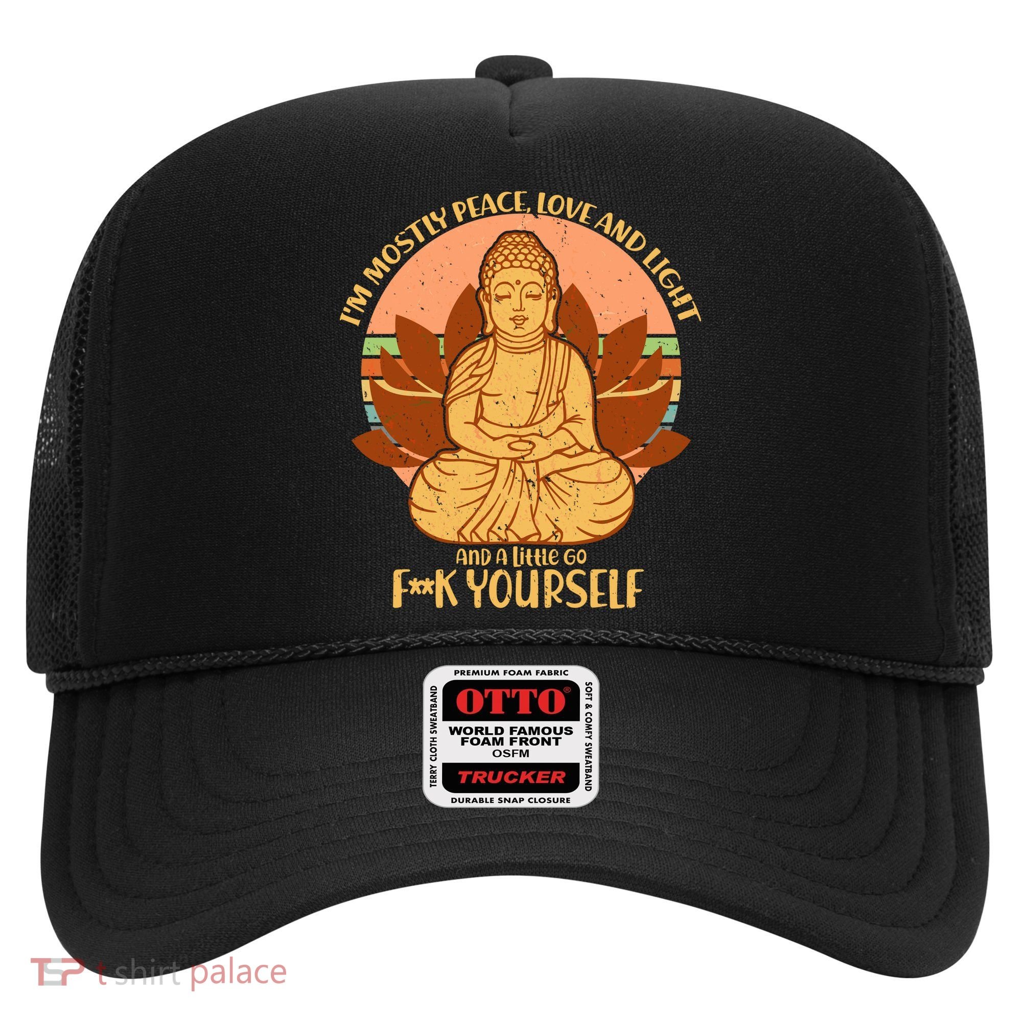 I'm Mostly Peace Love Light Yoga Buddha Hat