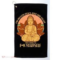 I'm Mostly Peace Love Light Yoga Buddha Golf Towel thumb 0