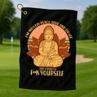 I'm Mostly Peace Love Light Yoga Buddha Golf Towel thumb 1