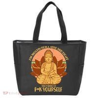 I'm Mostly Peace Love Light Yoga Buddha Tote Bag thumb 0