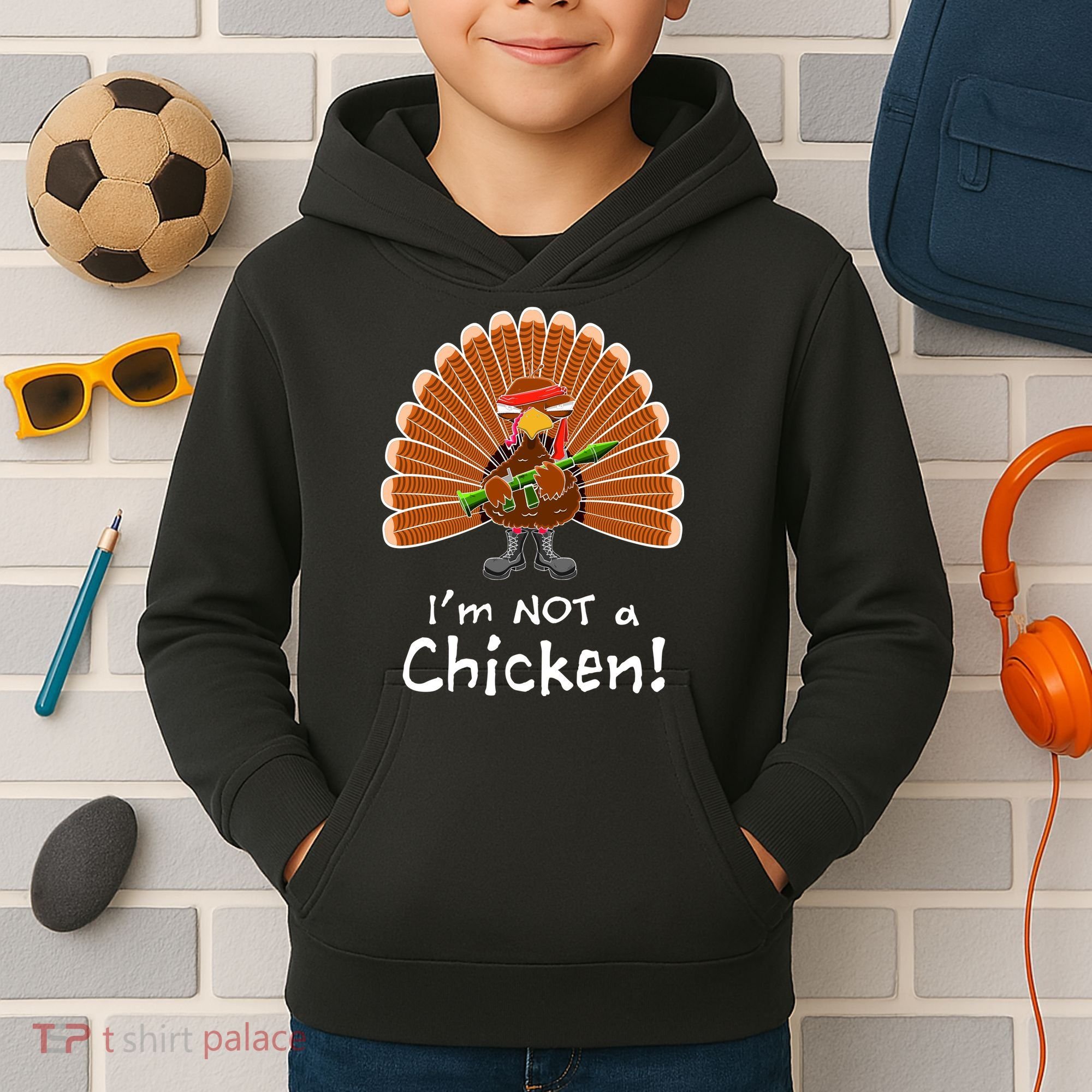 I'm No Chicken Turkey Holiday Kids Hoodie