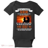 I'm Not A Perfect Son But My Crazy Mom Loves Me Baby Bodysuit thumb 0