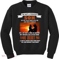 I'm Not A Perfect Son But My Crazy Mom Loves Me Kids Sweatshirt thumb 0
