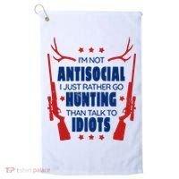 I'm Not Antisocial Hunting Funny Golf Towel thumb 0