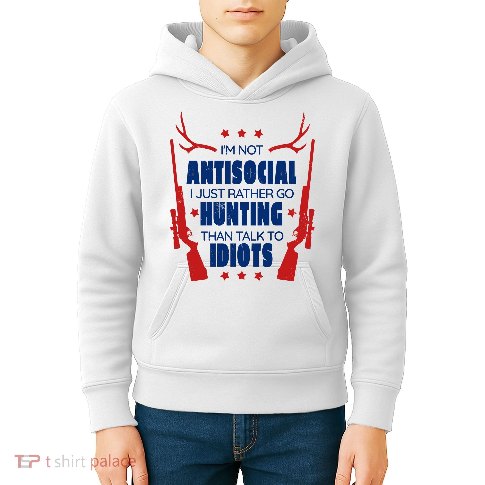 I'm Not Antisocial Hunting Funny Kids Hoodie