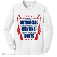 I'm Not Antisocial Hunting Funny Kids Long Sleeve Shirt thumb 0