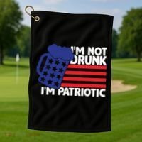 I'm Not Drunk I'm Patriotic Funny Golf Towel thumb 1