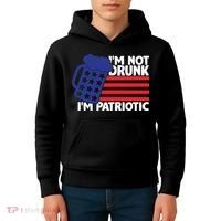 I'm Not Drunk I'm Patriotic Funny Kids Hoodie thumb 4