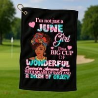 I'm Not Just A June Girl Funny Birthday Golf Towel thumb 1