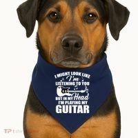 I'm Not Listing I'm Playing My Guitar USA-Made Doggie Bandana thumb 1