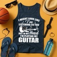 I'm Not Listing I'm Playing My Guitar Tank Top thumb 4