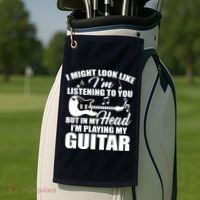 I'm Not Listing I'm Playing My Guitar Golf Towel thumb 2