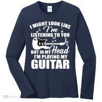 I'm Not Listing I'm Playing My Guitar Women's Long Sleeve Shirt thumb 0