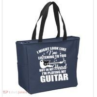 I'm Not Listing I'm Playing My Guitar Tote Bag thumb 2
