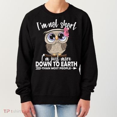 I'm Not Short I'm Just More Down To Earth Owl Women's Sweatshirt