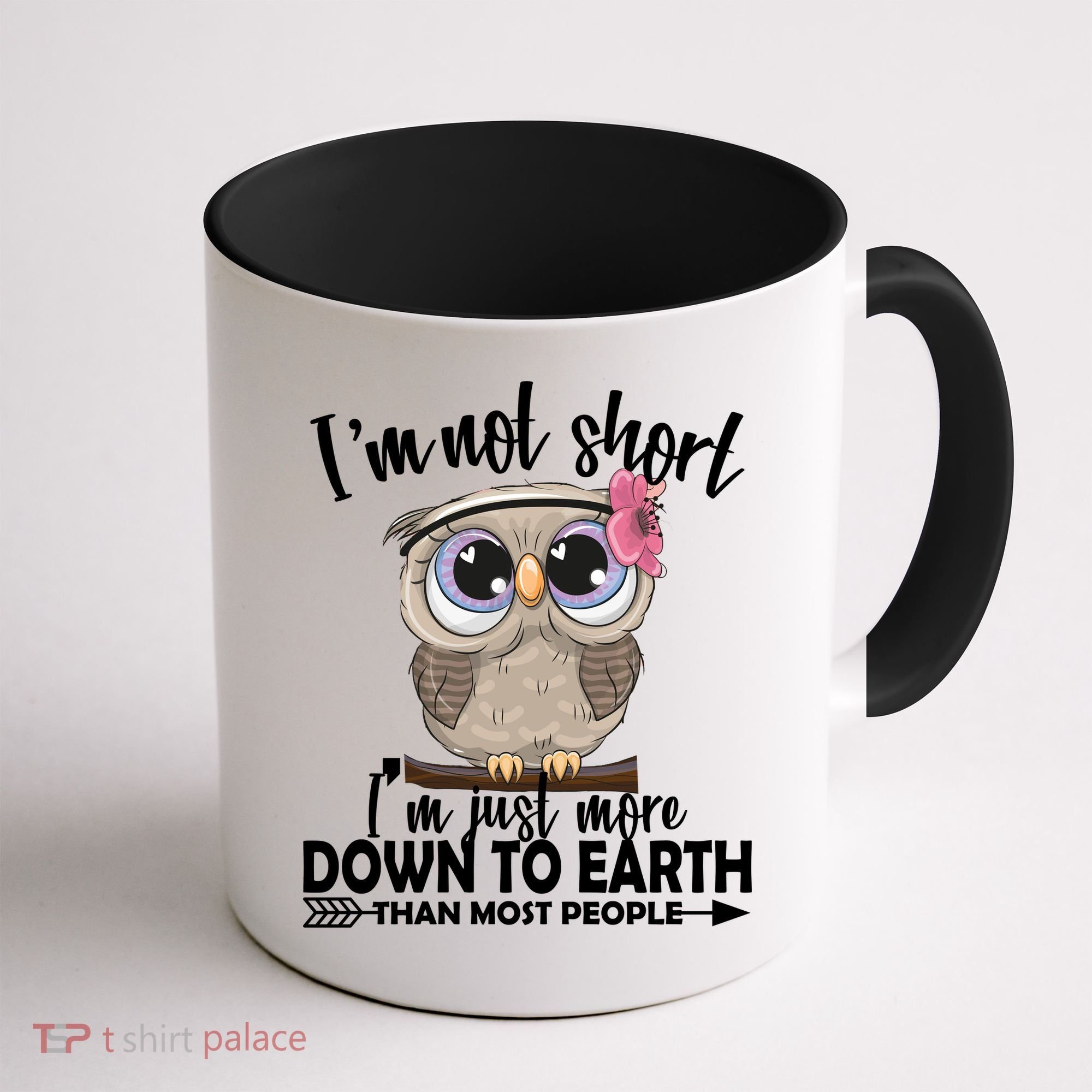I'm Not Short I'm Just More Down To Earth Owl Coffee Mug