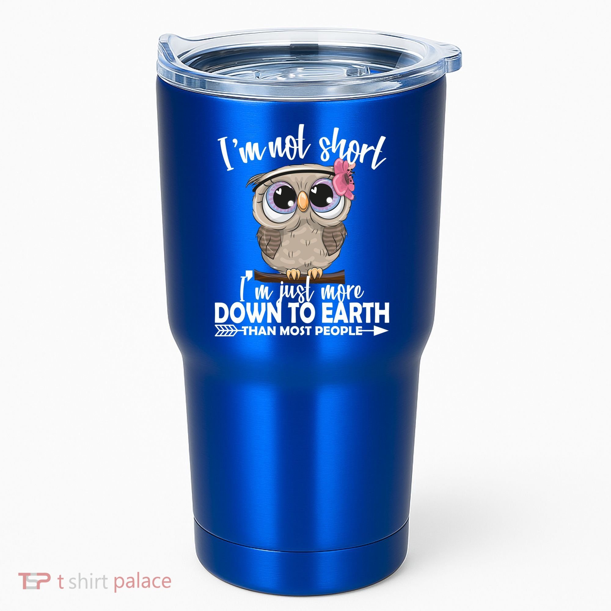 I'm Not Short I'm Just More Down To Earth Owl Tumbler