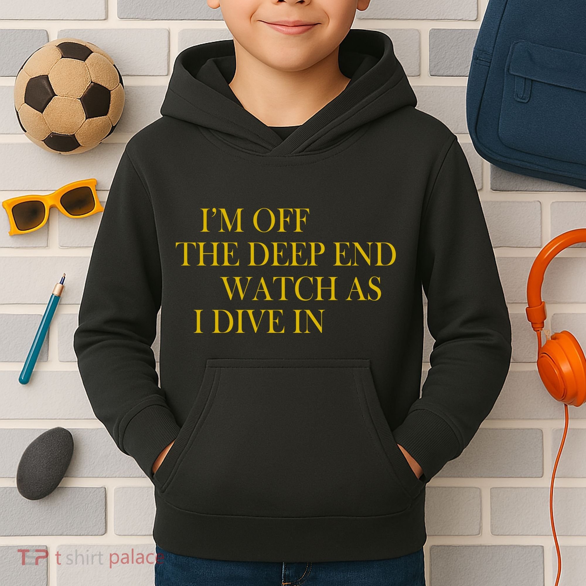 I'm Off The Deep End Watch As I Dive In Kids Hoodie