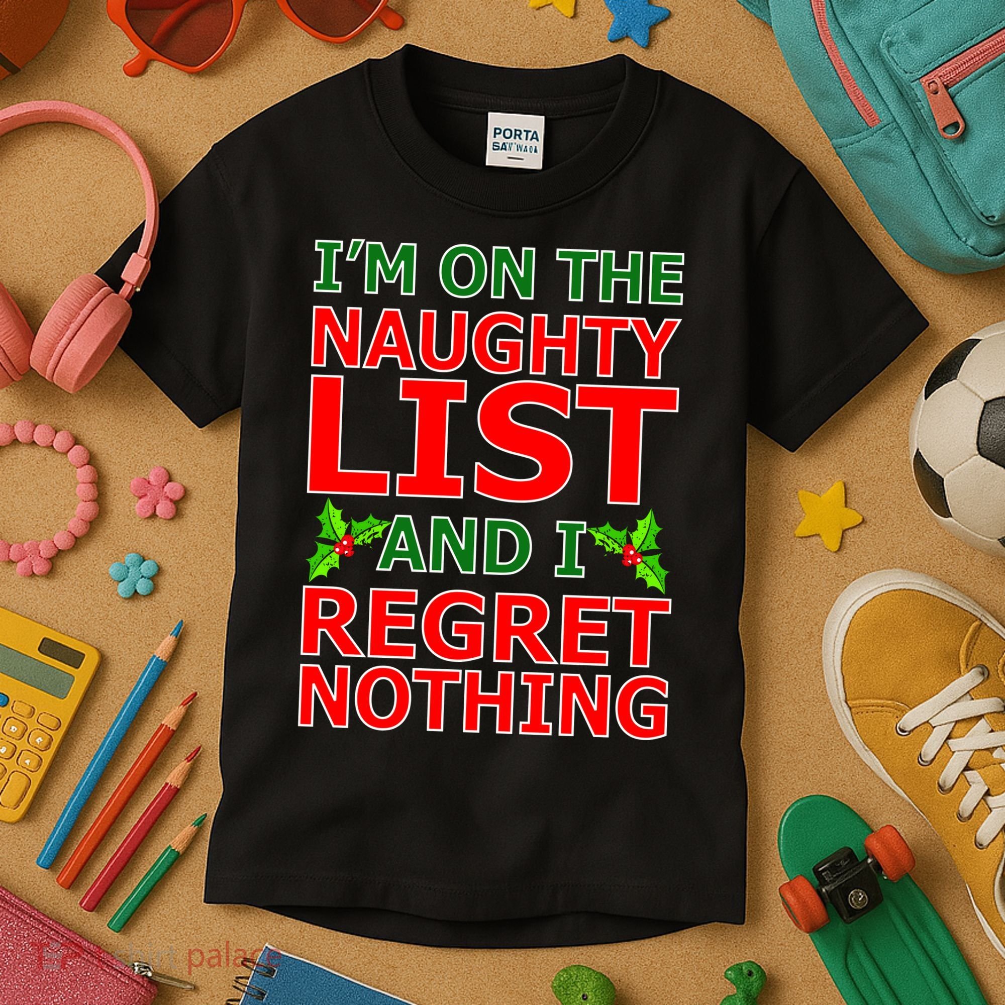I'm On The Naughty List And I Regret Nothing Kids T-Shirt