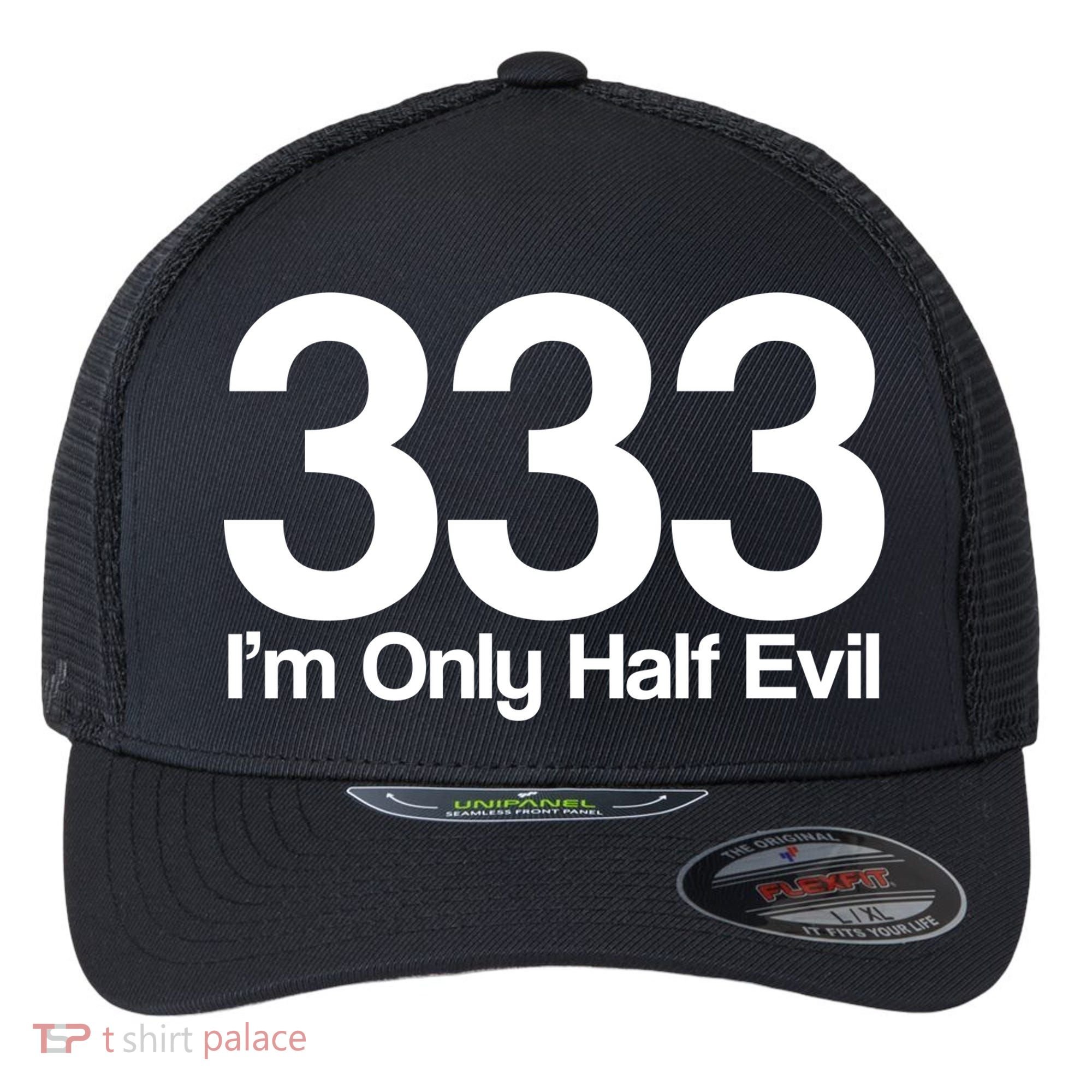 I'm Only Half Evil Flexfit Unipanel Trucker Cap