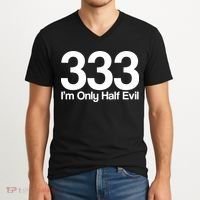 I'm Only Half Evil V-Neck T-Shirt thumb 2