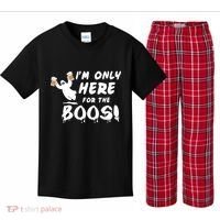 I'm Only here For The Boos! Ghost Kids Plaid Pajama Set thumb 0