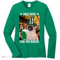 I'm Only Here for the Booze Beer Pug St. Patrick's Day Women's Long Sleeve Shirt thumb 0