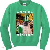 I'm Only Here for the Booze Beer Pug St. Patrick's Day Kids Sweatshirt thumb 0