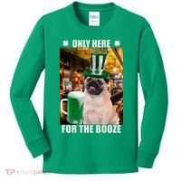 I'm Only Here for the Booze Beer Pug St. Patrick's Day Kids Long Sleeve Shirt thumb 0