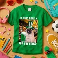 I'm Only Here for the Booze Beer Pug St. Patrick's Day Kids T-Shirt thumb 3