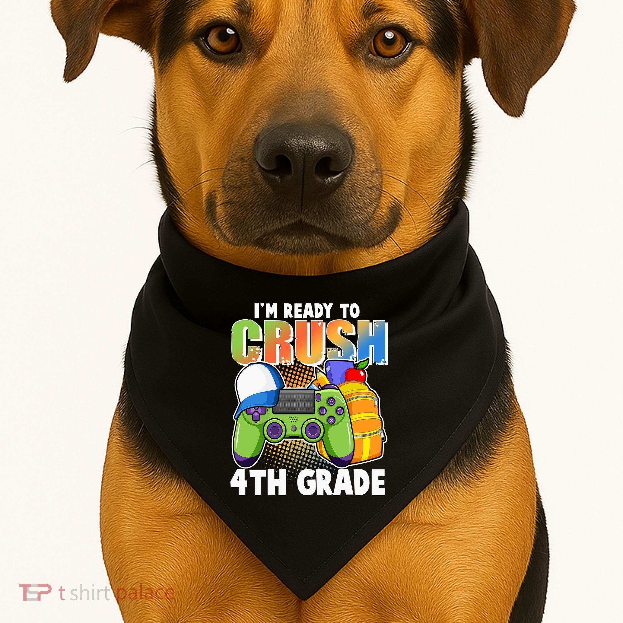 I'm Ready To Crush 4th Grade Video Gamer USA-Made Doggie Bandana