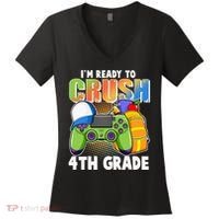 I'm Ready To Crush 4th Grade Video Gamer Women's V-Neck T-Shirt thumb 0
