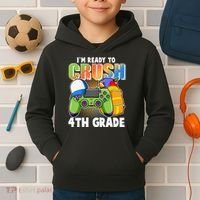 I'm Ready To Crush 4th Grade Video Gamer Kids Hoodie thumb 2