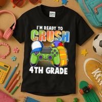 I'm Ready To Crush 4th Grade Video Gamer Kids T-Shirt thumb 3