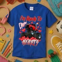 I'm Ready To Crush Hearts Monster Truck Valentine's Day Kids T-Shirt thumb 3