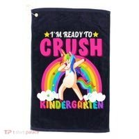 I'm Ready To Crush Kindergarten Unicorn Rainbow Golf Towel thumb 0