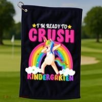 I'm Ready To Crush Kindergarten Unicorn Rainbow Golf Towel thumb 1